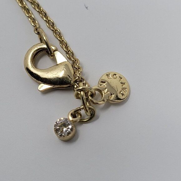 Ann Taylor Rope Necklace Gold Tone Chain Satellite Black Rhinestones Spheres - Picture 12 of 12